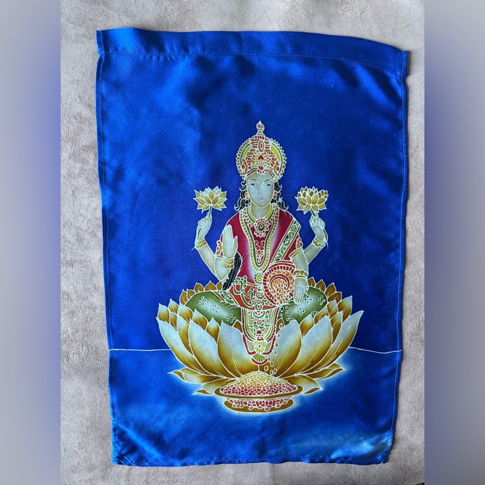 Hand Painted Silk Wall Hanging or Banner Meditation